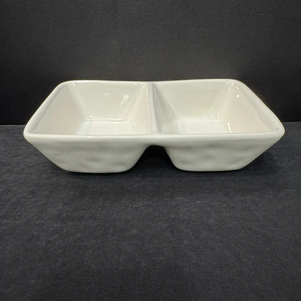 Rae Dunn White Ceramic Divided Dish